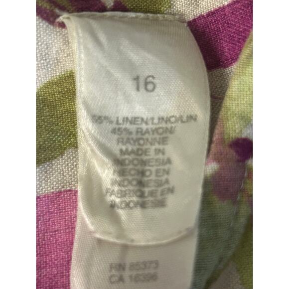 First Issue Liz Claiborne vintage floral linen dress Size 16 wedding party - Picture 5 of 8